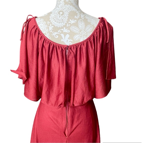 Vintage 70s Burgundy Maxi Dress - Picture 6 of 7